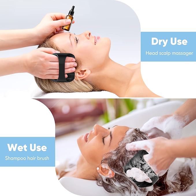 Bsisme Scalp Massager Hair Growth, Scalp Scrubber with Soft Silicone Bristles for Dandruff Removal, Shampoo Brush for Men Women Kids Pets Wet Dry Hair Scalp Exfoliator, Black