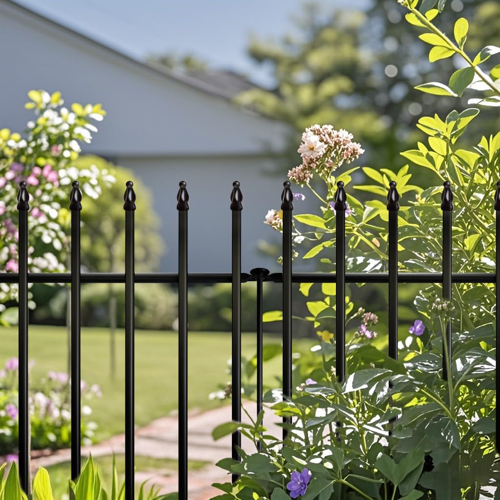 Thealyn Metal Garden Fence 32 inch H x 24 inch W (5 Panels, Total Length 10 ft) No Need Dig Outdoor Rustproof Animal Barrier Fencing Border Fence for Dog, Patio,Yard, Landscape, Flower Bed