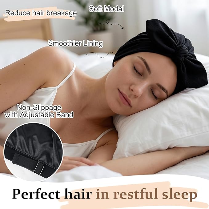 Ababalaya Satin Lined Beanies for Women Chemo Headwear Silky Lined Cotton Sleeping Cap