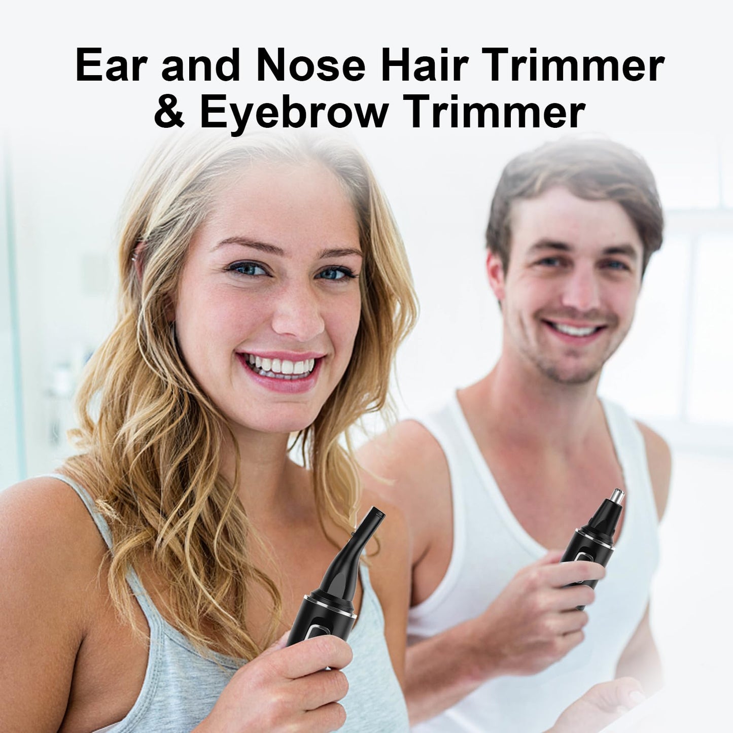 XOOMRSCP Nose Hair Trimmers for Men，Rechargeable Hair Trimmer 2 in 1 Painless Multifunctional Ear and Nose Hair Trimmer with IPX7 Waterproof Dual Edge Blades (Black Silver)