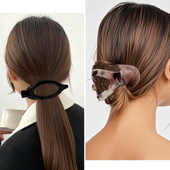 Flat Hair Clips Duckbill Large Claw Clips for Thick Medium Thin Hair 3Pcs Non Slip French Barrettes Alligator Accessories for Women Girls Tortoise Shell Leopard Black