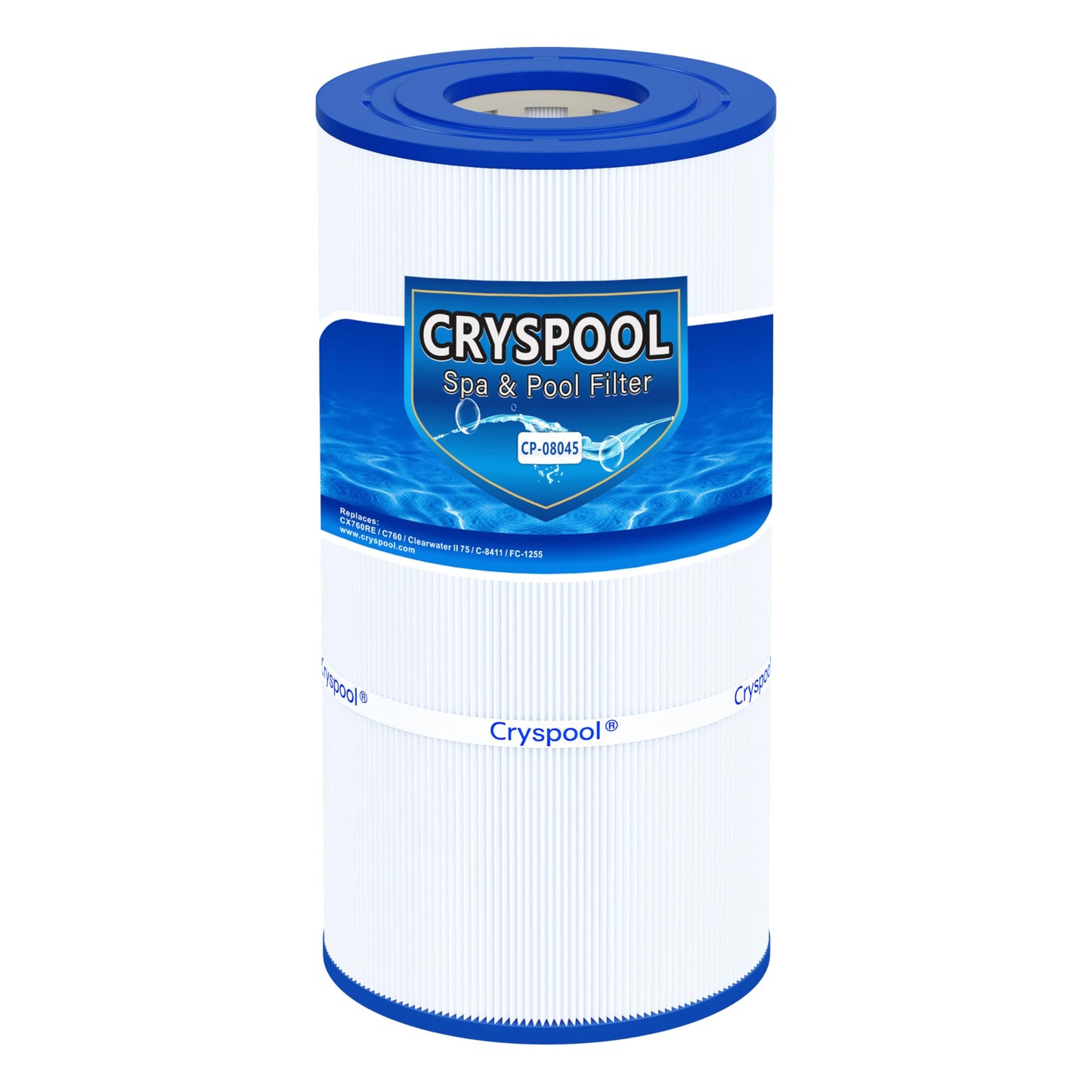 Cryspool® 08045 Filter Compatible with CX760RE, C751, Clearwater II 75, Pro Clean 75, PA76, C-8411, FC-1255, 75 Sq. Ft Pool Filter Cartridge, 1 Pack