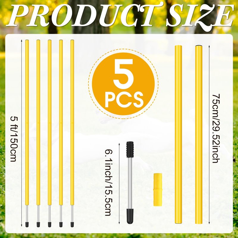 Blulu 10 Pcs 5/10/30pcs Training Agility Poles 5ft Adjustable Soccer Training Poles Soccer Sticks Agility Equipment for Football Sport Football Speed (Yellow)
