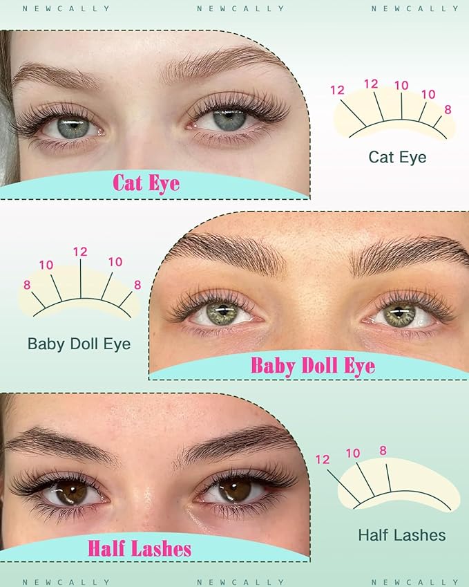 Natural Lash Clusters Kit 8-10-12MM Short Eyelash Clusters Kit Clear Lash Band Cluster Eyelash Extensions C-Curly DIY Lash Extension Kit by Newcally