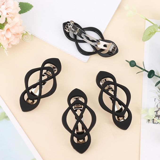 Black Hair Barrettes for Women 4packs Hair Clips French Hair Barrette Clip for Girls Vintage Hair Clips for Thick Thin Long Short Hair Stylish Hair Accessories for Women Girls