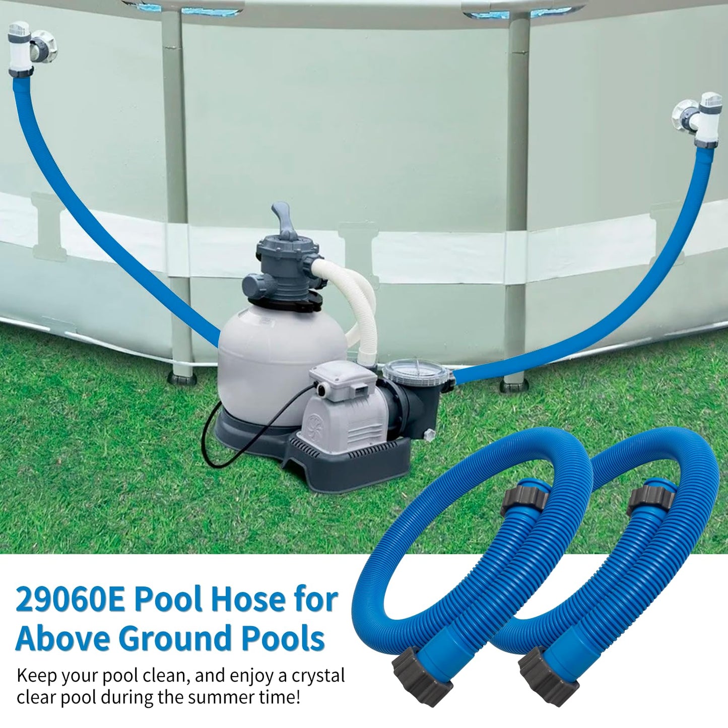 IDEASURE 1.5" Diameter 29060E Pool Pump Hoses for Above Ground Pools - 59" Long Pool Hoses for Intexx Cole man Filter Pumps, Sand Filters & Saltwater Systems with 1,500 to 2,500 GPH Capacity, 2 Pack