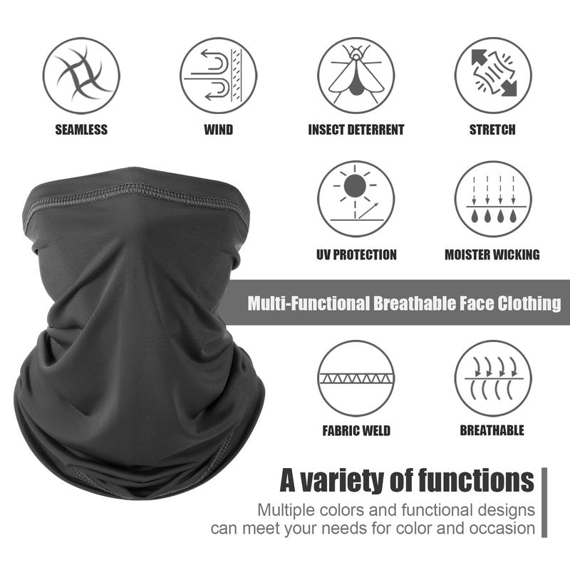 Geyoga 6 Pieces Summer UV Protection Cooling Neck Gaiter Face Clothing Neck Gaiter Mask Scarf Sunscreen Breathable Bandana(Dark Color)