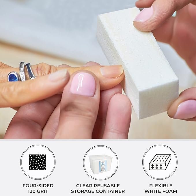ForPro Super White Buffing Block, 120 Grit, Four-Sided Manicure and Pedicure Nail Buffer, 3.75” L x 1” W x 1” H, 20-Count (Pack of 2)