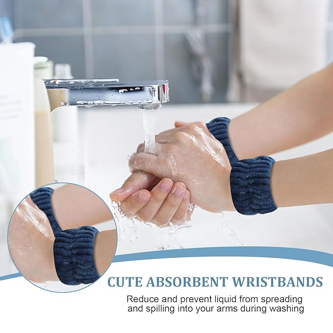 6Pcs Spa Set, Terry Cloth Headbands & Wrist Washbands for Face Washing