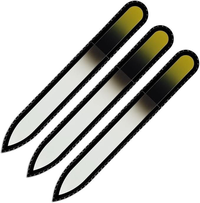 Mont Bleu Rainbow Glass Nail File in Black Pouch - Czech Tempered Glass - Handmade in Bohemia-Czech Republic - Excellent Nail Filing Tools