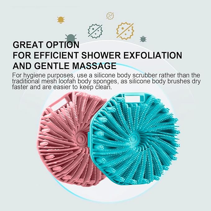Silicone Body Scrubber for Shower Men Women, Exfoliating Body Scrubbers for Use in Shower, Silicone Body Brush for Showering, Charcoal, Easy to Clean - Body Brush Buffer Scrubber for All Skin Types
