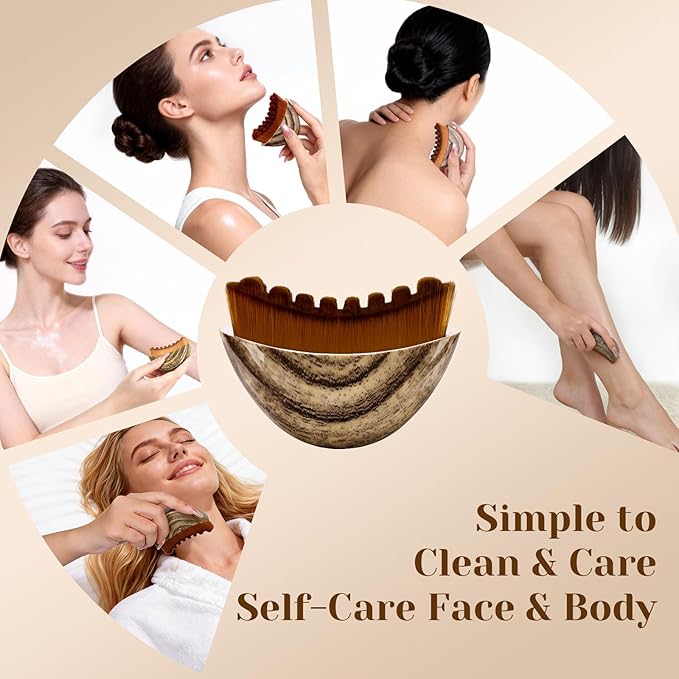 2026 New Lymphatic Contour Face Brush, 2 PCS Manual Lymphatic Drainage Massager, Natural Makeup Brushes with Durable Soft Bristles, Ergonomic Facial Cleansing Brush for Sculpting L