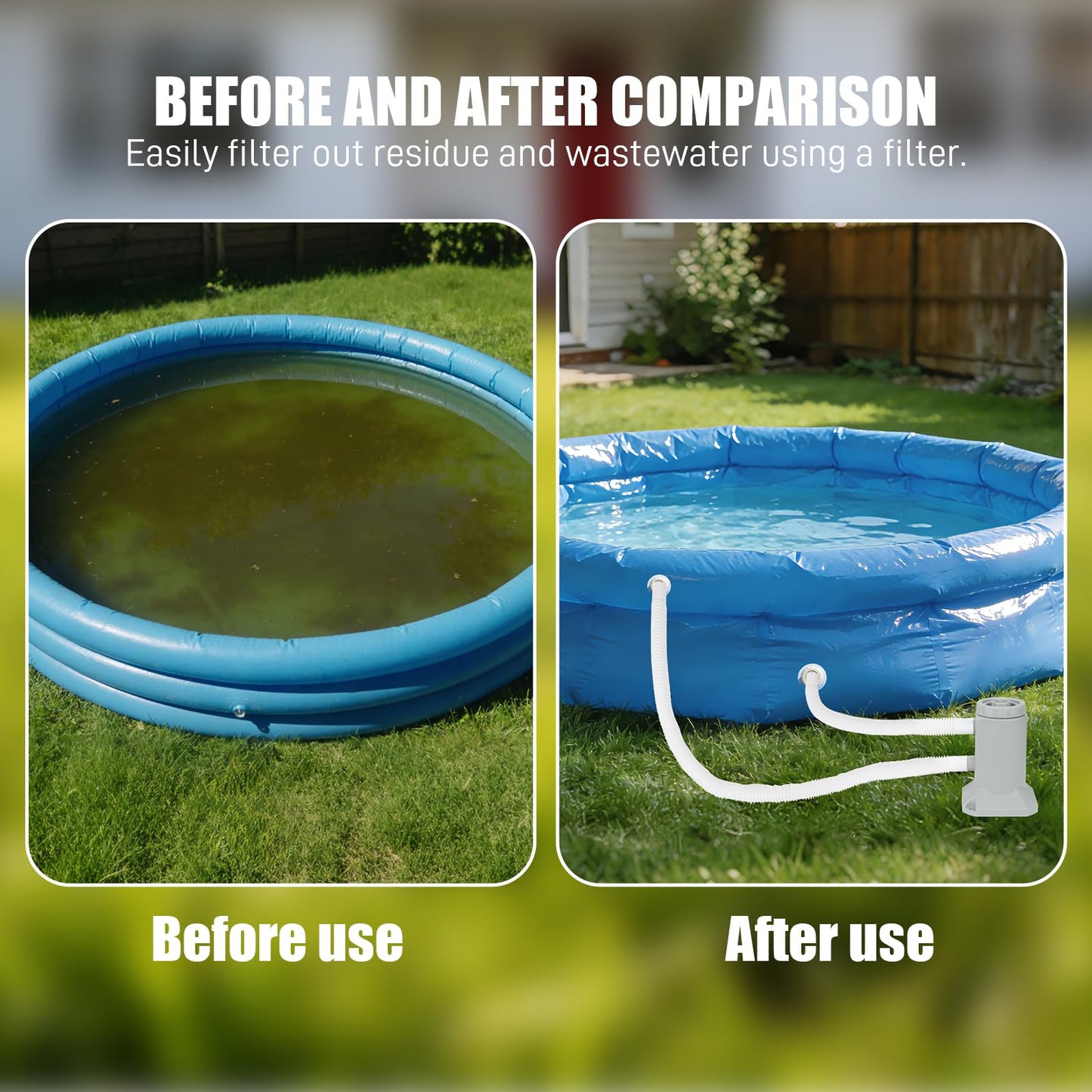 SNMUMU Small Pool Pump and Filter Kit, Powerful 530 GHP Above Ground Pool Filter Pump Quickly and Cleanliness of Your Pool Water, Pool Pumps for Above Ground Pools (Gray 530GHP)