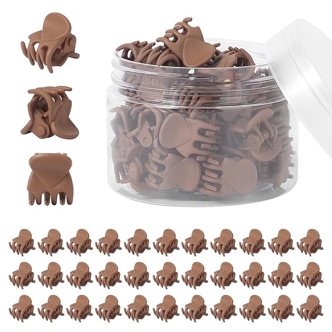 YOHAMA 36 pcs Dark Borwn Mini Hair Clips, Durable and Strong Tiny Hair Claw Claw Clips for Women and Men,Multifunction Hair Claw Good for Decroation Buns, Pining Bangs, Design Kids Hairstyles.