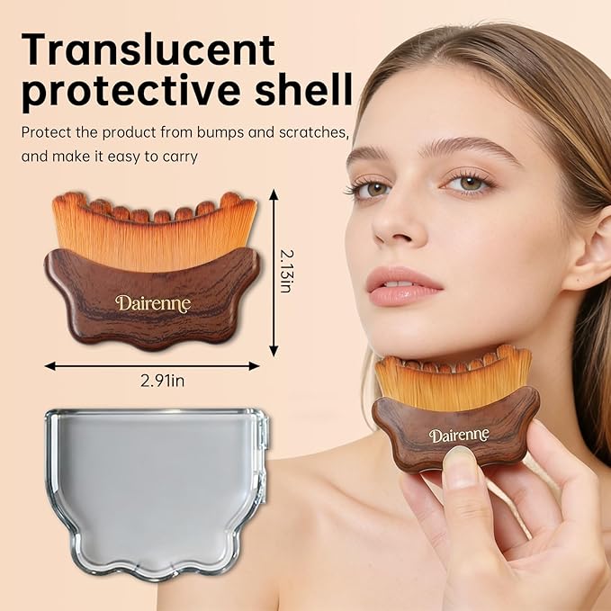Lymphatic Contour Face Brush - Facial Sculpting & Anti-Puffiness Tool | Ultra Soft Dry Brush for Jawline Massage & Lymphatic Drainage | Ergonomic Design (Brown, 5pc)