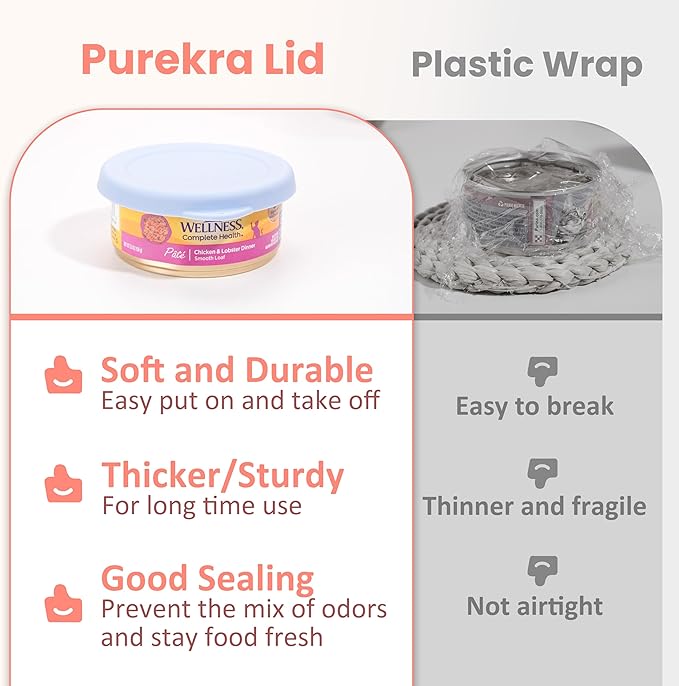 2.5''(2 Packs) + 3.0''(2 Packs) + 3.5''(2 PCs) Silicone Canned Food Can Lids, Pet Food Can Covers, Airtight and Reusable, Dishwasher Safe (Variety 6 PCs)