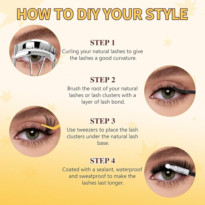 QUEWEL Lash Clusters Kit, 280Pcs 80D+100D 3D Lash Cluster Eyelash Extensions 10-18mm Lash Clusters Kit with Lash Bond and Seal and Lashes Tweezers Easy DIY at Home (80+100D 3D Kit)