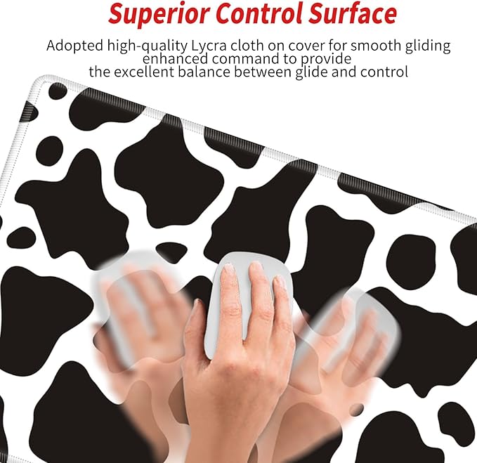 36x12 Mouse Pad Gaming Desk Mat Large Mousepad Cow Print Desk Pad Long Extended Protector Mat Full Laptop Mat for Wireless Mouse Non Slip Work Computer