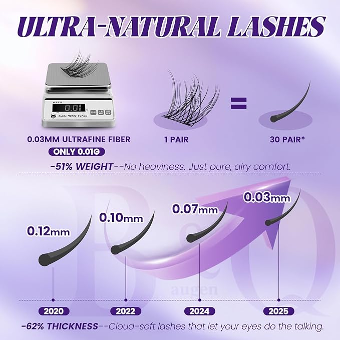 B&Q Wispy Lash Clusters Kit, Natural 01, Individual False Eyelashes Extension Set, Undetectable Natural Look for Effortless Day-to-Night Beauty, from Office Elegance to Date Night Glamour(8-16mix)