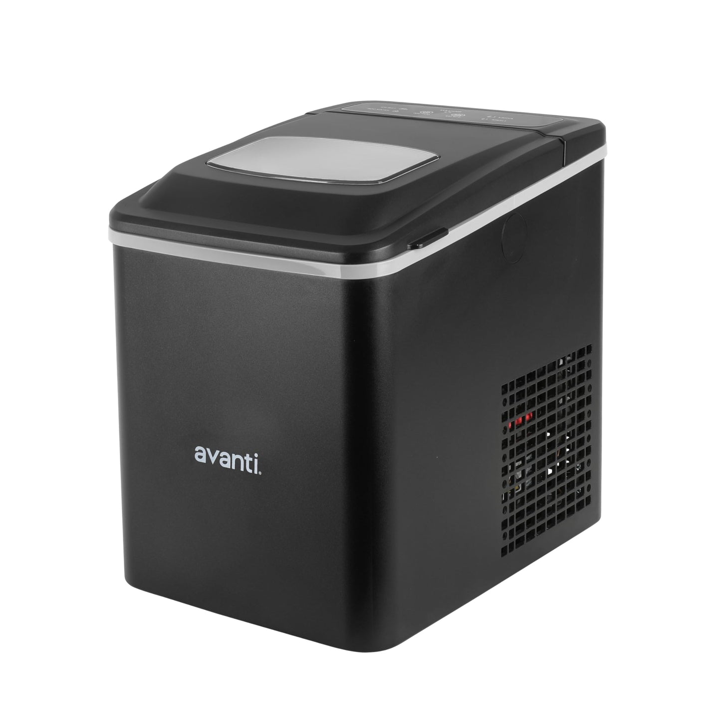 Avanti Ice Maker Mighty Ice Countertop Design Makes 26 Pounds of Bullet-Shaped Ice Cubes in 24 Hours, Digital Touch Controls and Self Cleaning Function, Includes Scoop, Black