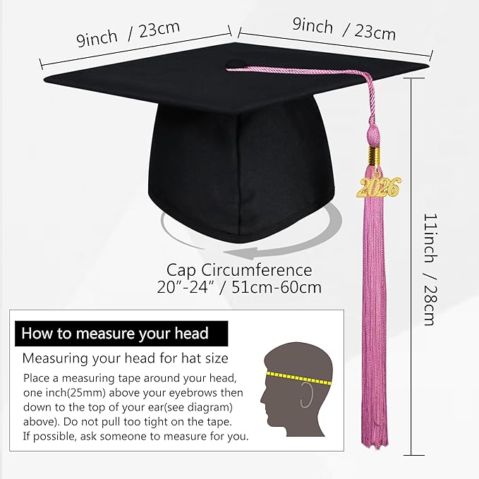 GraduationMall Matte Graduation Cap with 2026 Tassel for High School & Bachelor