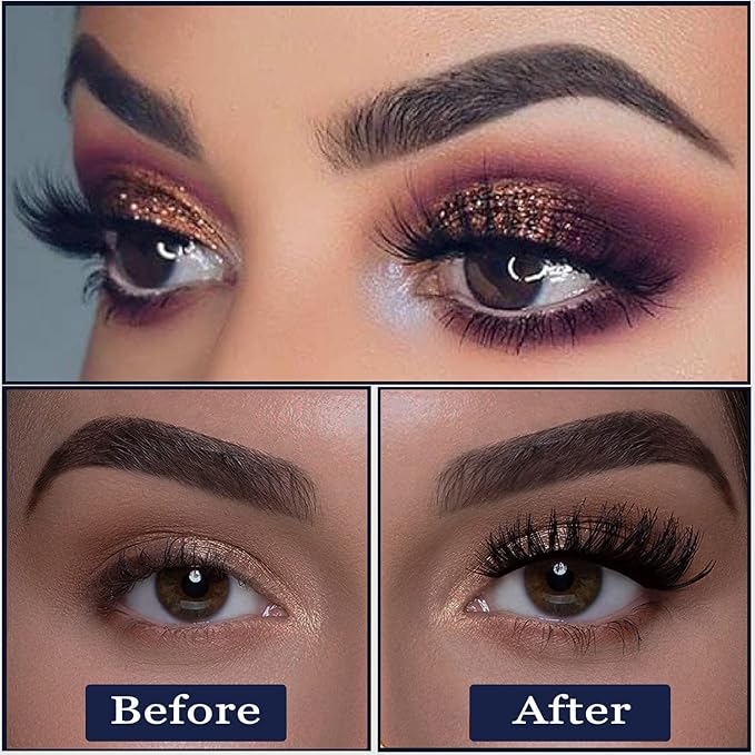 Magnetic Eyelashes Natural Look, 7 Pairs Reusable Cat-eye Full volume Magnetic Lashes with 2 Tuble Magnetic Eyeliner & Applicator,Long Lasting, Cruelty-Free,Easy to Apply