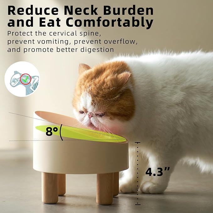 MS!MAKE SURE Cat Bowls, Adjustable Elevated Ceramic Cat Bowls with Anti-Slip Rubber Pad, Splash Guard, Lead & Cadmium Free, Whisker Friendly, for Puppies & Cats - 5.1" Wide, 295ML (10 oz), Pink