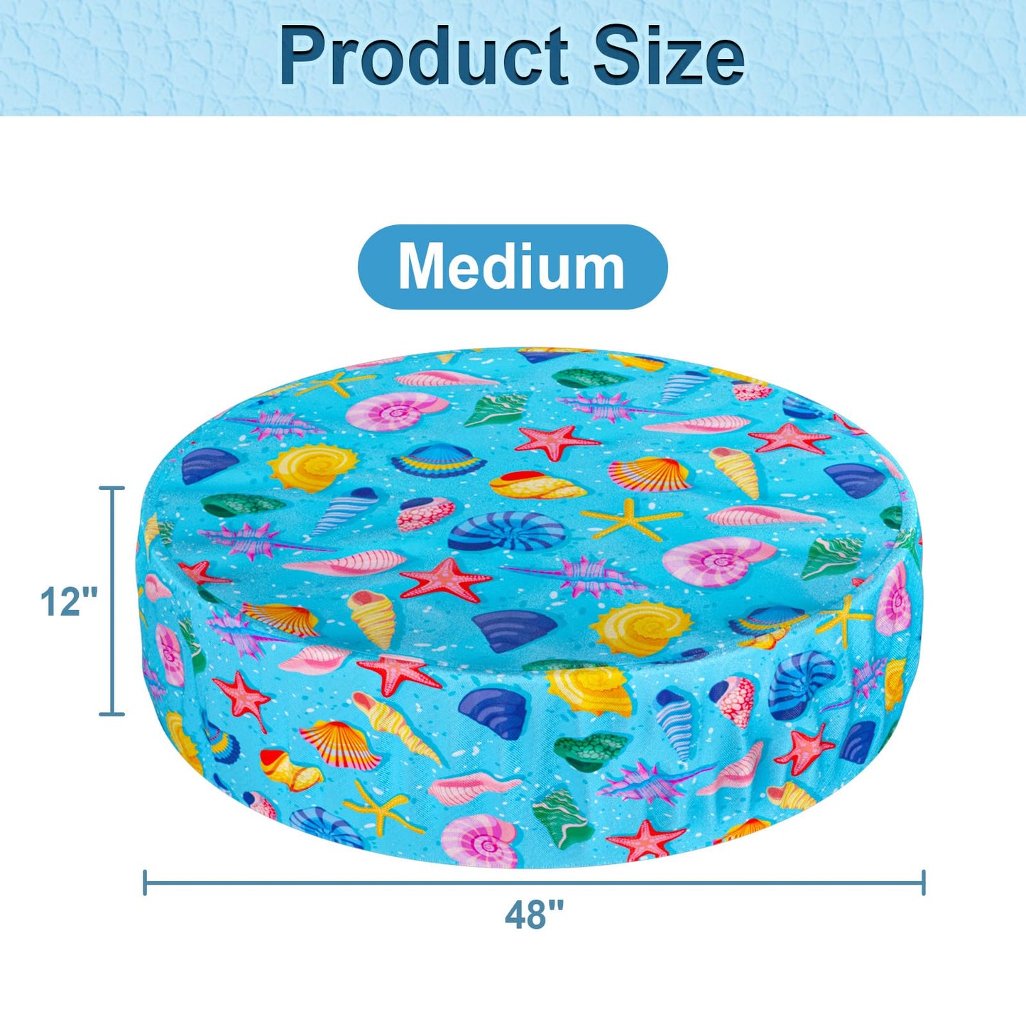 Docuwee Round Dog Pool Cover 48", Foldable Kiddie Solar Cover Fit Dog Collapsible Swimming Pool, Pets Kids Bath Tub, Anti-UV Dustproof Safety Pool Covers, Starfish Patterns