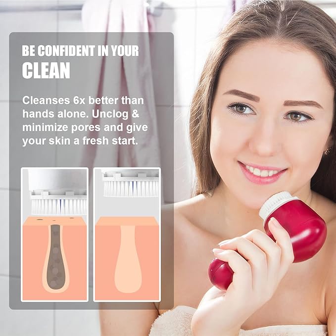 Brushmo Brush Head Replacements Compatible with Clarisonic Mia 1, Mia 2, Mia Fit, Alpha Fit, Smart Profile Uplift, 4 Pack of Deep Pore and Sensitive