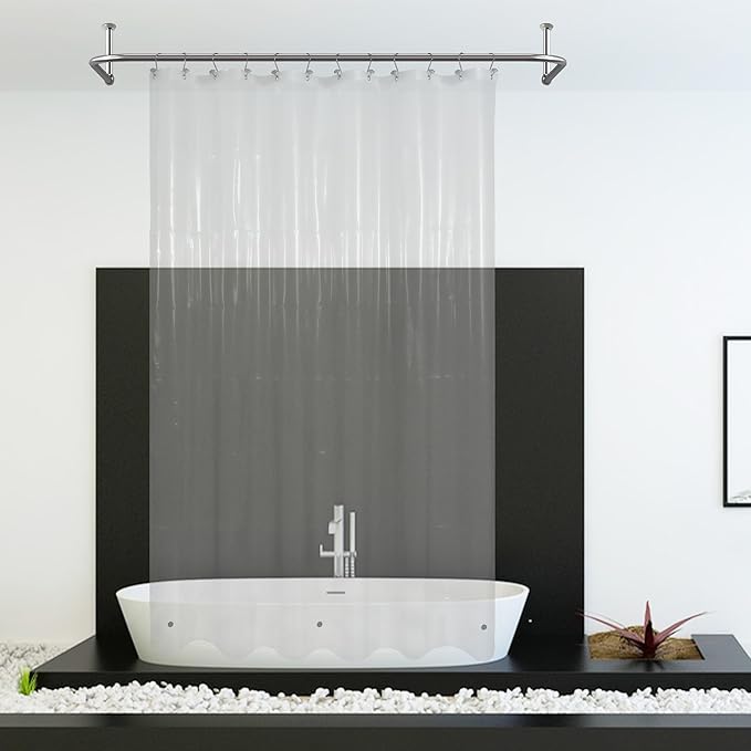 Mrs Awesome Extra Long Shower Curtain Liner 96" Length, Ceiling to Floor XL PEVA Plastic Shower Curtain for Bathroom Lightweight & Waterproof, 72 x 96, Clear