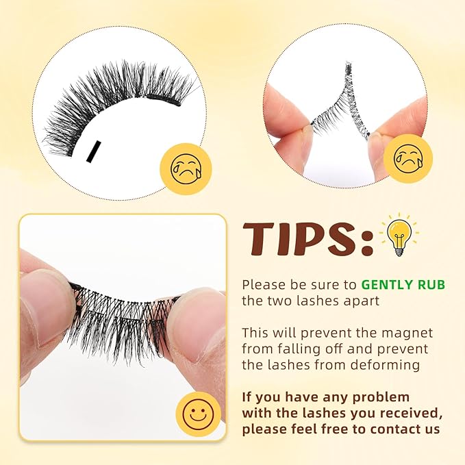 QUEWEL Magnetic Eyelashes with Applicator Reusable No Glue Needed Magnetic Lashes Cat Eye Natural Look Lashes Kit Easy to Wear and Remove(NZH C01)