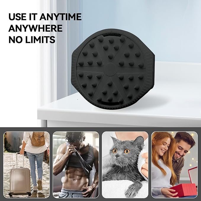 OTHIX Dual-Sided Silicone Body Scrubber, 2-in-1 Silicone Loofah for Shower Exfoliating Body Brush for Men and Women for All Skin, Scalp Massager Lather WellÃ¯Â¼ÂEasy to Clean (Black)