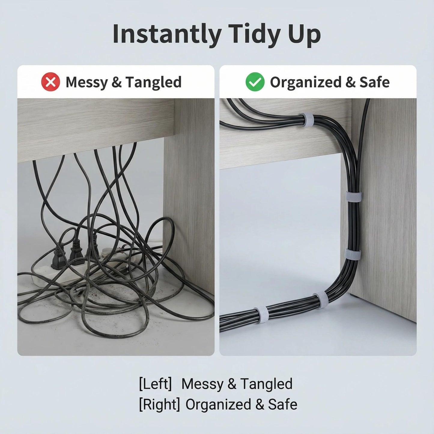 Cable Ties Adjustable and Reusable, 5M x 1.2CM Self-Gripping Hook and Loop Wire Organizer, Cord Management Kit for Home Office Computer Data Cables(Gray)