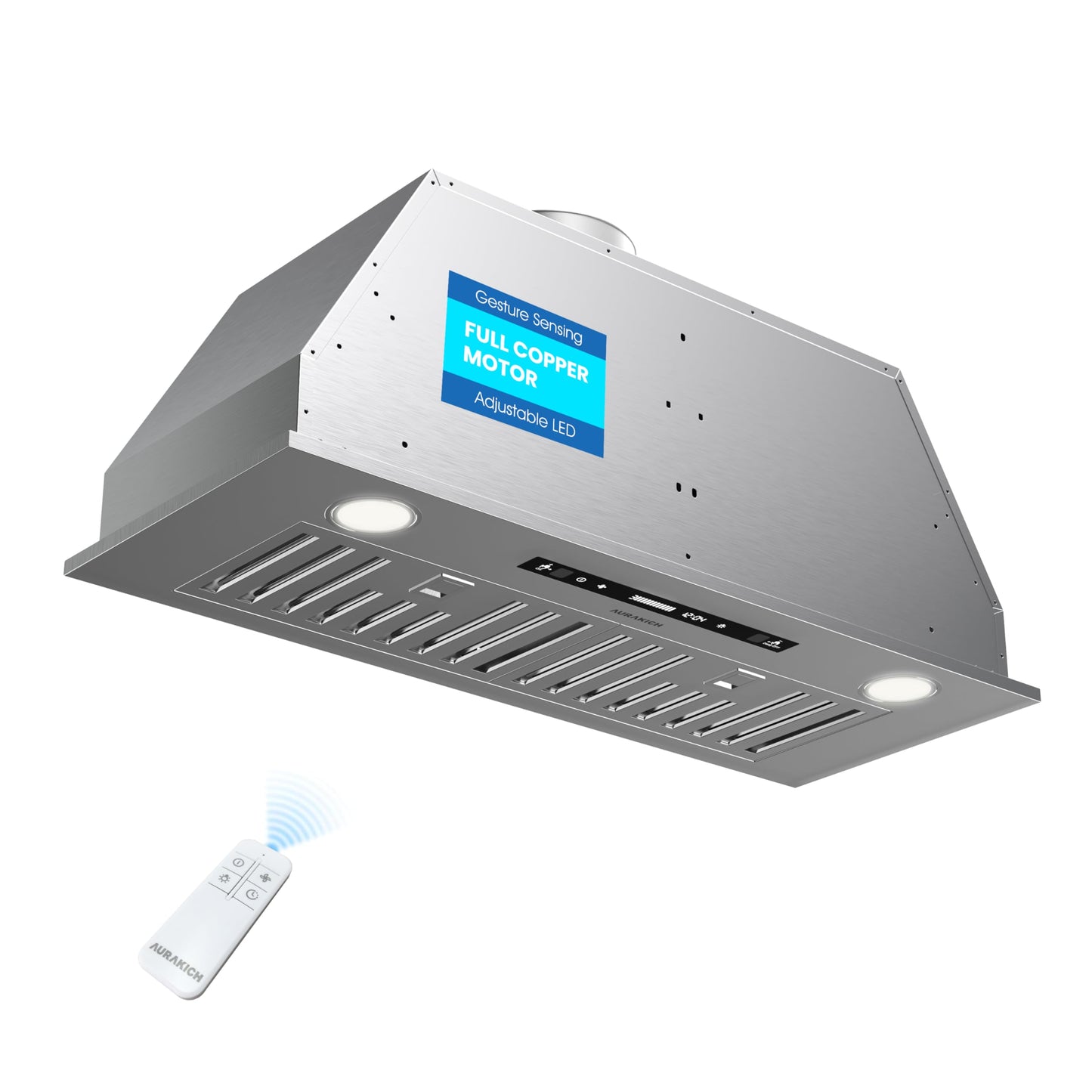 AURAKICH 30 inch Range Hood Insert, 900 CFM Kitchen Vent Hood with Full Copper Motor, Triple Smart Controls, Tunable LED Lighting, Included Charcoal Filters & Duct Pipe