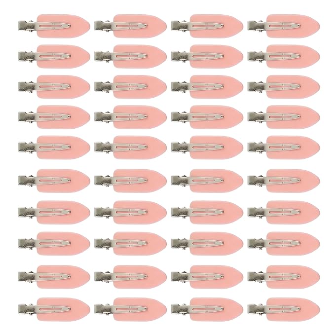 Creaseless Hair Clips for Women Styling 40Pcs Getting Ready No Crease Hair Clips for Bangs Setting No Bend Dent Makeup Clip Application Skincare Clip (light pink)