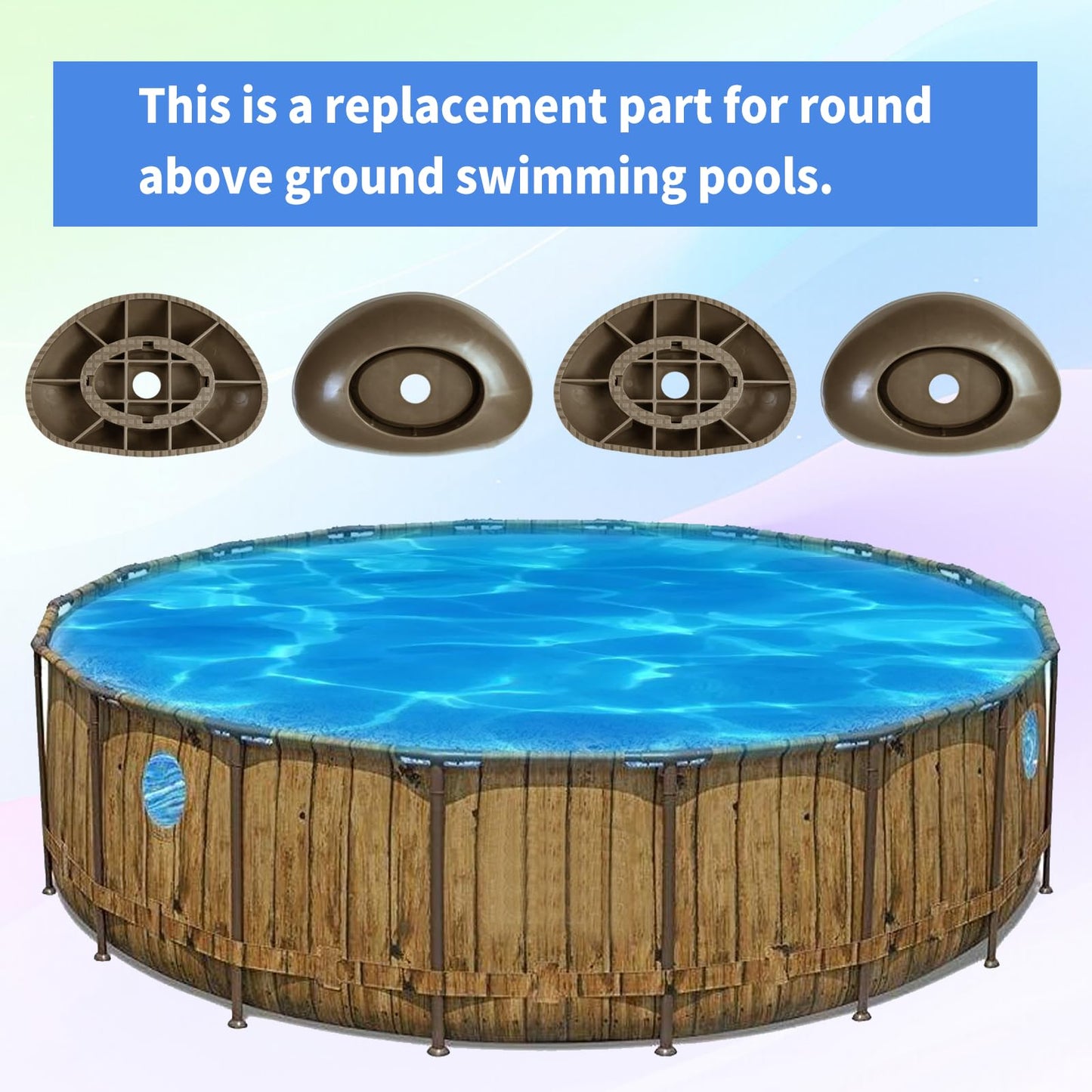 4-Pack Leg End Caps Footings 5 1/4" x 3 5/8"x1" for Frame Vertical Legs 2.5" x 1.75", Leg Caps Compatible with Coleman 18ft x 48in, 24ft x 52in, 22ft x 52in Round Above Ground Pool Foot Supports