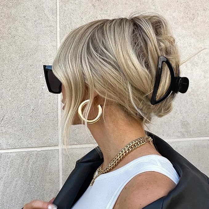 Canitor 4Pcs Women's Hair Claw Clips - Semicircle Acrylic Clips for Thick, Thin and Medium Hair