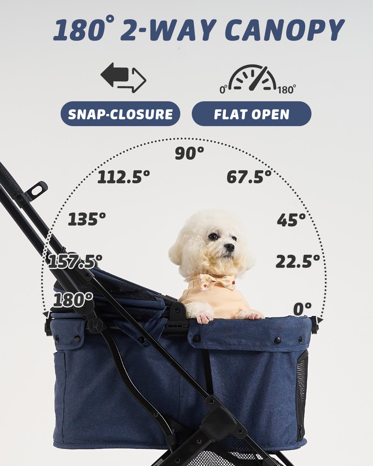 797Audio Dog Stroller for Small Medium Dogs, Pet Stroller for Cats Puppy Up to 121lbs,Foldable,One Click Folding,4 Wheel Shock Absorption,Adjustable Canopy with Sun Shades,Removable Washable Pad(Blue)