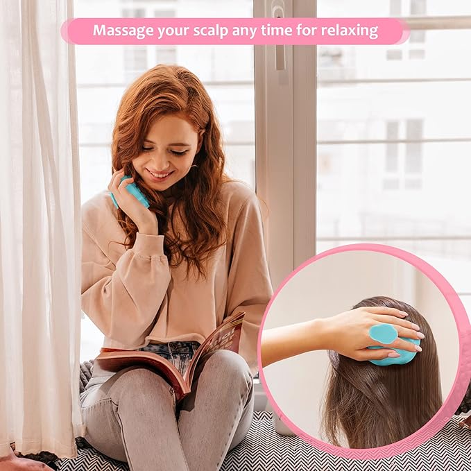 URTHEONE Hair Scalp Massager Shampoo Brush,Soft Silicone Hair Scrub Brush for Wet Dry Hair, Relax Scalp, Reduce Dandruff,Promote Hair Growth,Scalp Scrubber Hair Care Tools for Shower (Blue)