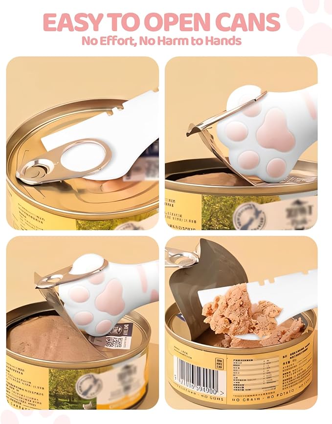 5 PCS Cat Food Can Covers Lids Set, Silicone Pet Food Can Lids with Multi-Function Cat Food Spoon and Opener, Cat Bar Squeezer, Stainless Steel Wet Food Spoon for Cats and Dogs (Pink)