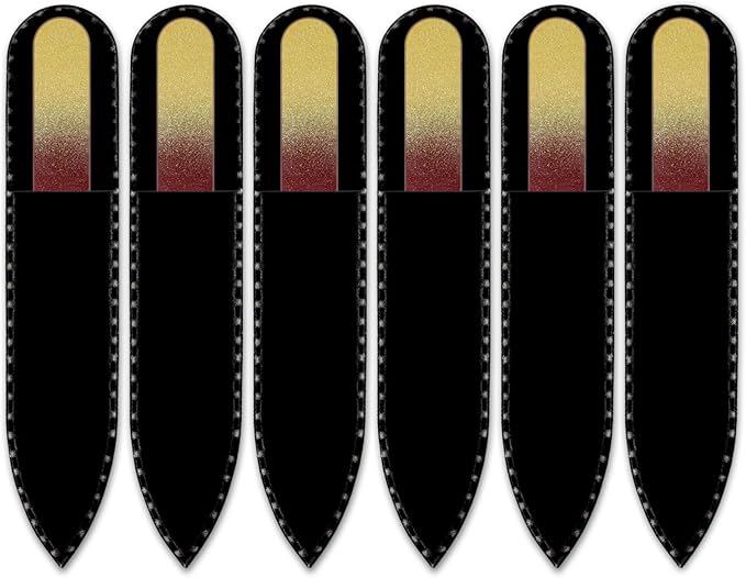 Mont Bleu Rainbow Crystal Nail File in Black Pouch - Small/Purse Size - Czech Tempered Glass - Handmade in Bohemia (Czech Republic)