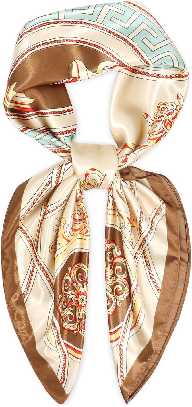vimate 35" Square Silk Like Head Scarf - Women's Fashion Satin Scarf Bandana for Hair Wrapping at Night.