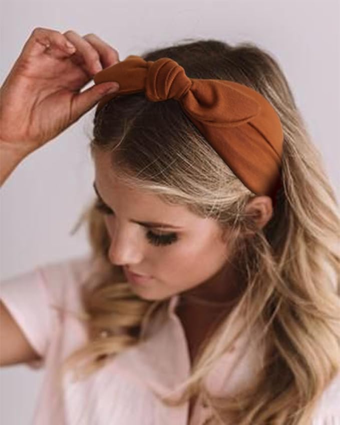DRESHOW 8 Pack Bow Headbands of Solid Color for WomenÃ¢ÂÂs Hair Non Slip Wide Vintage Head Wraps Knotted Cute Hair Band Accessories