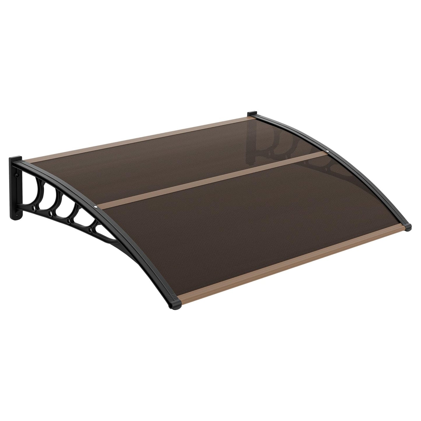 VINGLI Window Awning Door Canopy Exterior, 40" x 60" Awnings for Doors Polycarbonate Cover Patio Door Awning Rain Snow Sunlight Protection Hollow Sheet (Brown Board & Black Bracket)