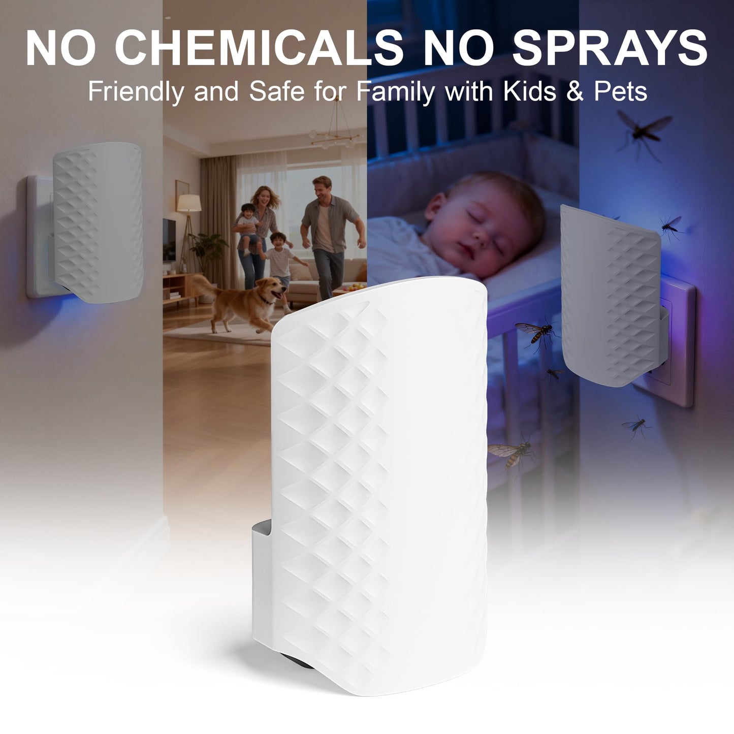Flying Insect Trap for Indoors, Plug-in Fly Trap Bug Catcher for Gnats, Fruit Flies & House Flies, Upgraded Blue UV Light Trap with Sticky Cards, Silent & Mess-Free, 1 Device + 5 Refill