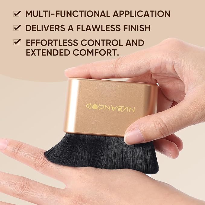 Professional Kabuki Foundation Brush,Makeup Brush, Self Tanner Brush,Self Tanning brush,Foundation Makeup Brush Cream Powder Liquid,Face Neck Body Leg Tanning Makeup (Gold Black)