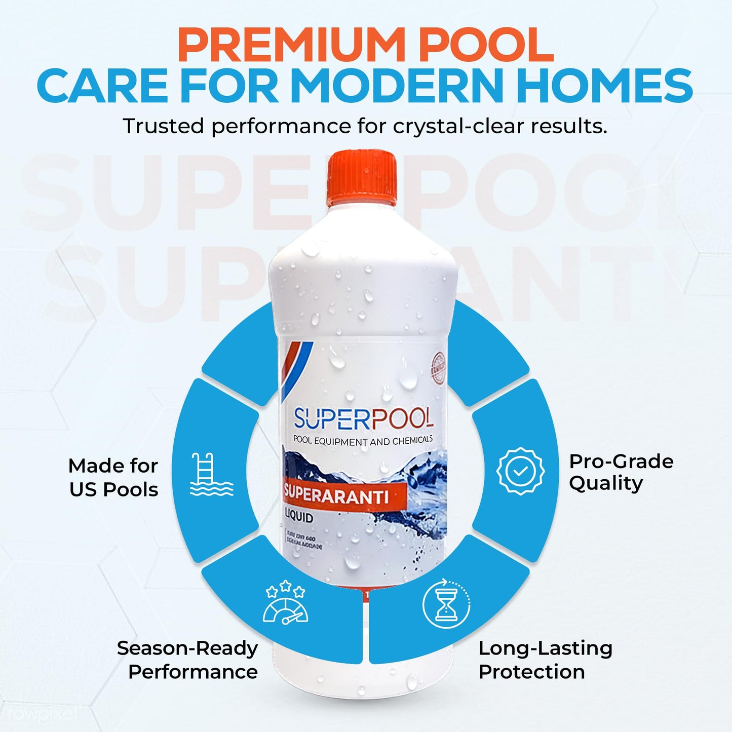 Superpool Pool & Spa Stain and Scale Control – Hard Water Metal Stain Treatment for Pools & Hot Tubs, Calcium -Copper & Iron Out Rust Stain Remover - Liquid Hard Water Stain Remover – 1 Quart