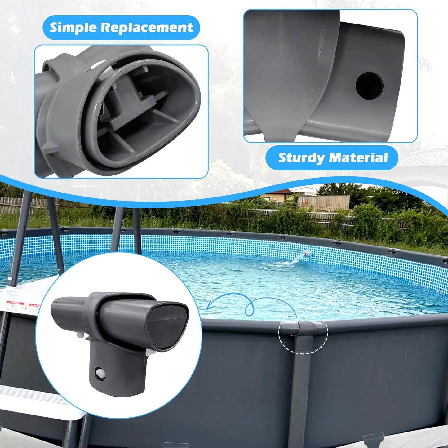 Luojiedejinbiao 12427A T-Joint Fits for 15ft 16ft 18ft 20ft 24ft 12427 Leg & Beam Pool T Joint Replacement Part for Intex Above Round Ultra Frame Pool - 2PCS