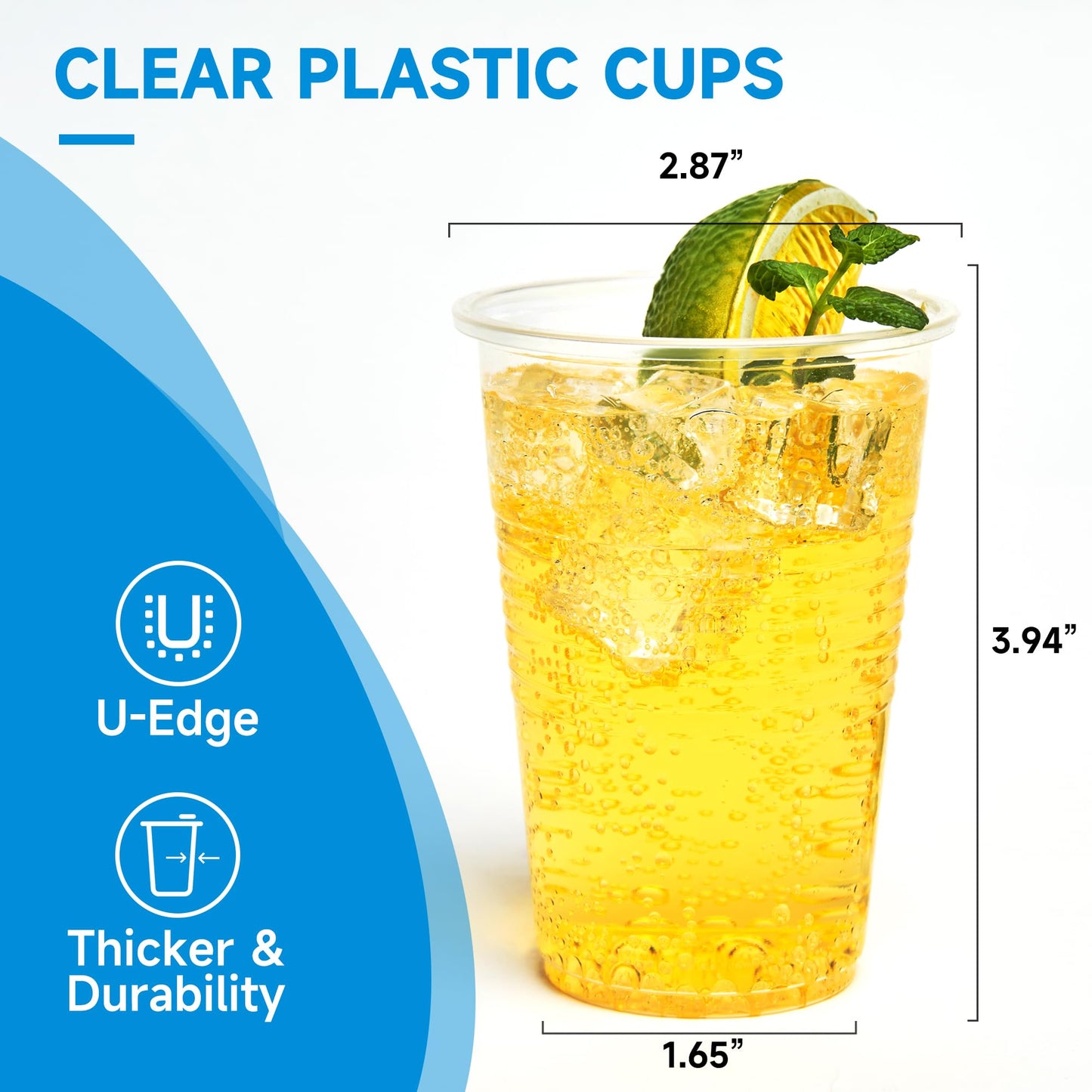 500 pack 9 oz Disposable Plastic Cups, Clear Plastic Cups Tumblers, Disposable Cups Bulk, Transparent for Wedding, Thanksgiving, Birthday, Halloween, Christmas Party