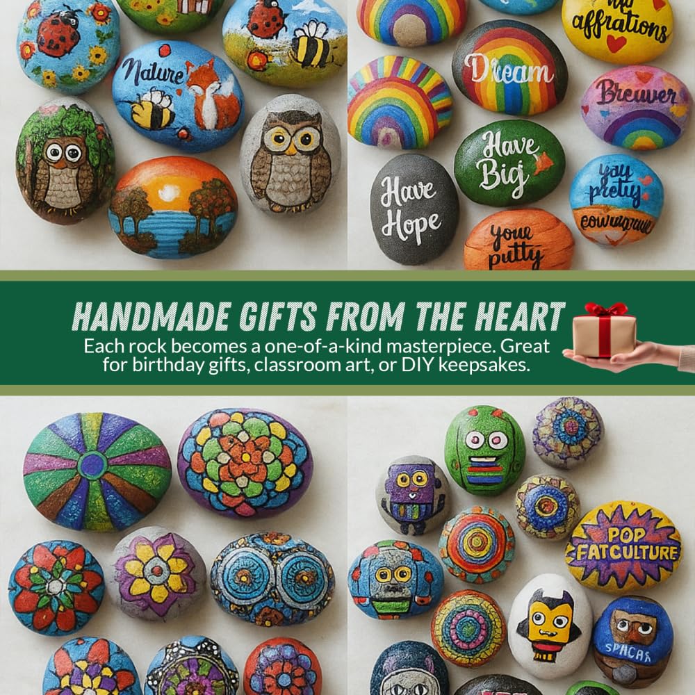 PGN 20 Large River Rocks for Painting - Stimulate Your Children’s Creativity with Our Painting Rocks for Kids - Flat and Smooth - Fun & Engaging Rock Painting with The Family - 2-4 Inches